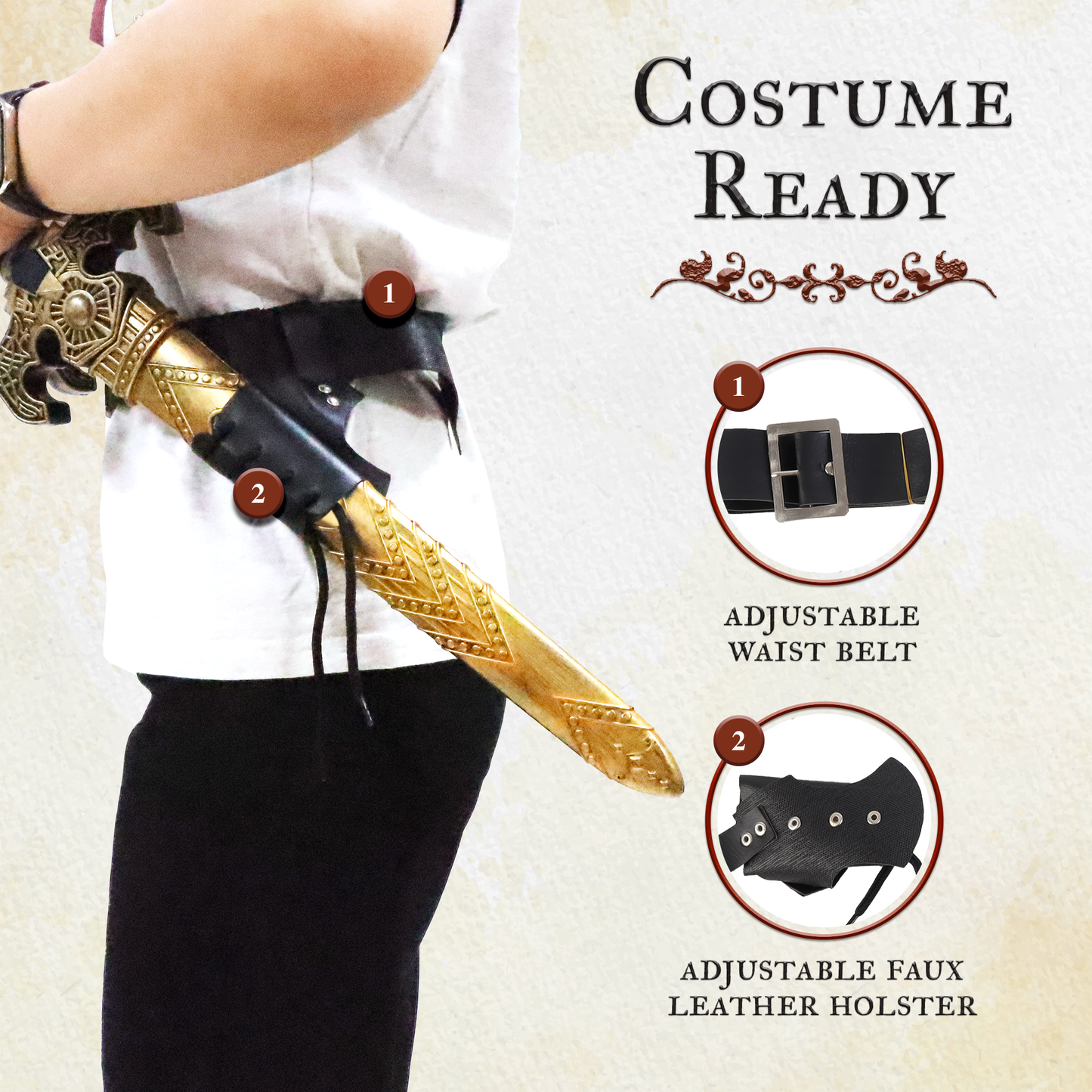 Toy Swords for Kids with Sheaths and Belts - 2 Pack
