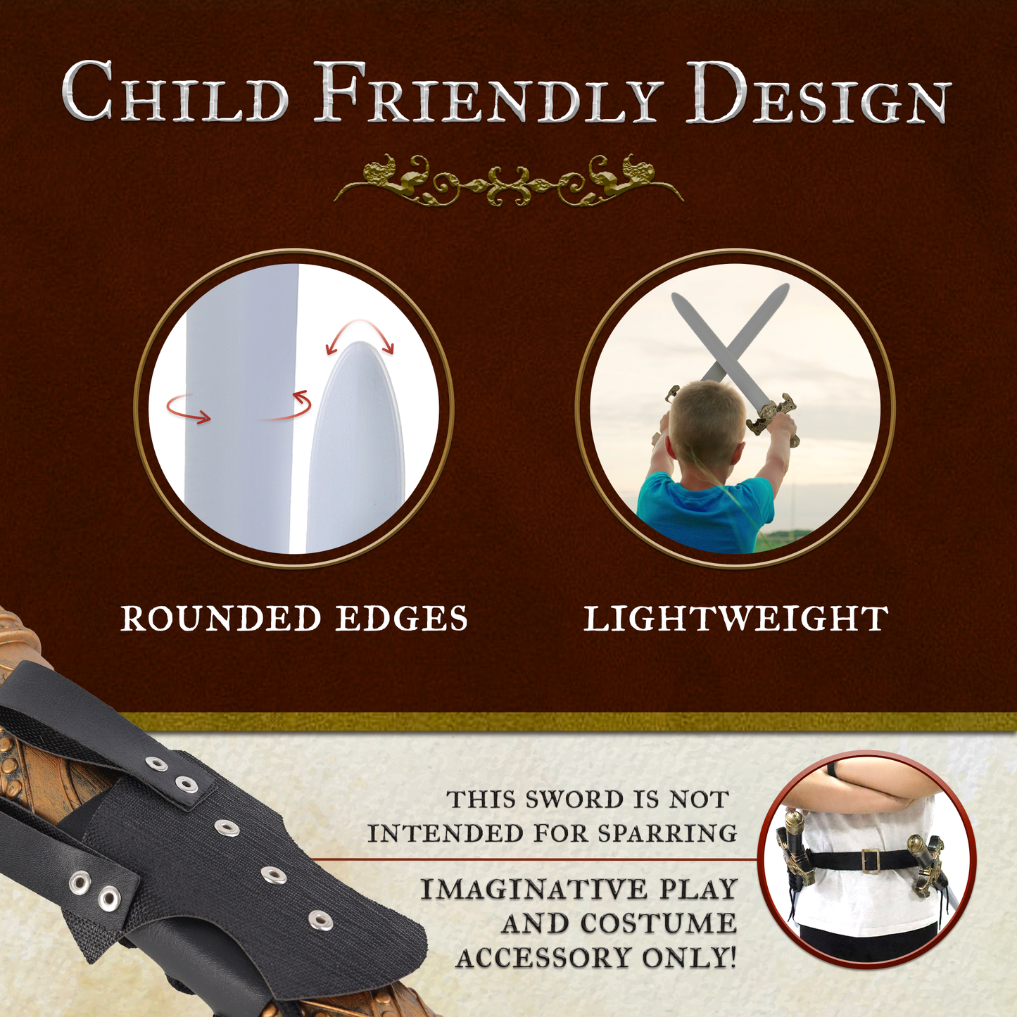 Toy Swords for Kids with Sheaths and Belts - 2 Pack